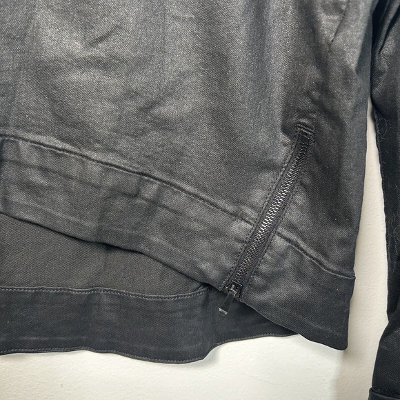 3x1 NYC USA Women's Size M Black Coated Denim Zip Cropped Shirt Top Long Sleeve - Picture 8 of 8